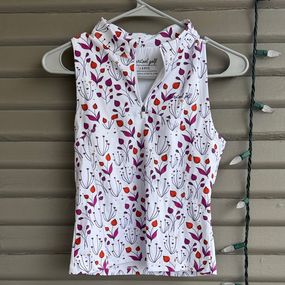 Barstool Golf Women's Sleeveless Floral Blouse - White and Purple